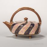 Royal Worcester Porcelain Japanese-style Teakettle and Cover, England, 1878, gilded and bronzed bail