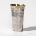 Hungarian Parcel-gilt Trumpet-form Beaker, 17th century, unmarked, the tapered cylindrical form with