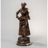 After Adrien Etienne Gaudez (act. France, 1845-1902) Bronze Figure of a Maiden Playing Music,