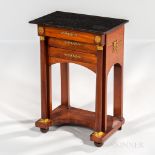 Directoire Granite-top Mahogany-veneered Side Table, France, 19th century, oak secondary wood, black