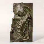 Barbedienne Bronze Plaque, France, 19th century, fragment depiction of Nike fastening her sandal,