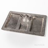 Tiffany & Co. Sterling Silver Desk Tray, New York, 1907-38, with a central inkwell and three