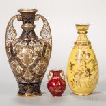 Three Derby Porcelain Vases, England, 19th and 20th century, a Derby Persian-style alhambra vase