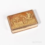 Gold Presentation Snuffbox, unmarked, most likely late 18th/early 19th century, the lid with