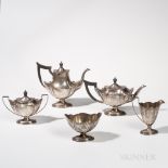 Five-piece Gorham Sterling Silver Tea and Coffee Service, Rhode Island, 1907-08, monogrammed, urn-