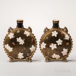 Pair of Royal Worcester Porcelain Aesthetic Movement Moon Flasks, England, c. 1879, each