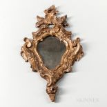 Gilt Carved Rococo Mirror, 18th century, frame carved with flowers and leaves, mirror probably