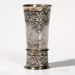 Hungarian Silver Beaker, mid to late 17th century, indistinct mark, with chased foliate scrolls to