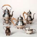 Five-piece Gorham Sterling Silver Tea and Coffee Service, Providence, c. 1941, monogrammed, kettle-