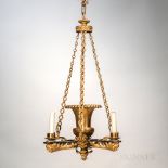 Empire-style Patinated and Dore Bronze Chandelier, France, 19th century, vasiform center atop