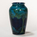 Moorcroft Pottery Moonlit Blue Design Vase, England, c. 1925, shades of blue and green to a dark