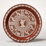 Minton Aesthetic Movement Sgraffito Charger, England, c. 1870, glazed redware body with pierced