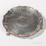 George III Sterling Silver Circular Waiter, London, 1773-73, Robert Rew, maker, with pendant