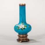 Minton Porcelain Turquoise Glazed Vase, England, 1889, bottle shape with polychrome enameled