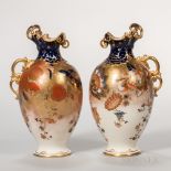 Pair of Royal Crown Derby Imari-style Art Nouveau Ewers, England, late 19th century, each with