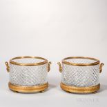 Pair of Gilt-bronze-mounted Baccarat-style Crystal Jardinieres, mid to late 20th century, each