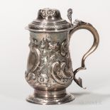 George III Sterling Silver Tankard, London, 1813-14, Peter & Ann Bateman, maker, with a domed lid