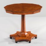 Biedermeier-style Birch-veneered Center Table, 20th century, top with Greek key decoration at edge