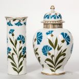 Two Wood & Sons Pâte-sur-pâte Decorated Porcelain Vases, England, c. 1910, designed by Frederick