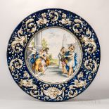 Maiolica Earthenware Charger, Italy, 19th century, polychrome enamel decorated, with wide
