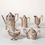Five-piece Tiffany, Young & Ellis Silver Tea Service, New York, c. 1850, John C. Moore, maker,