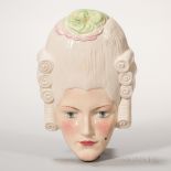 Royal Doulton Wall Mask Depicting Madame Pompadour, England, c. 1935, polychrome enamel