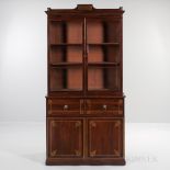 William IV Mahogany-veneered Brass-inlaid Secretary Bookcase, England, early 19th century, upper