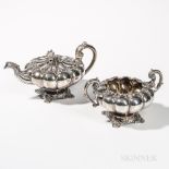 French .950 Silver Teapot and Sugar Bowl, Paris, late 19th/early 20th century, Odiot, maker, each