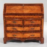 Birch- and Walnut-veneered Serpentine Fall-front Desk, Continental, late 18th/early 19th century,