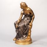 After Etienne-Henri Dumaige (French, 1830-1888) Silvered and Gilded Bronze Figure of a Classical