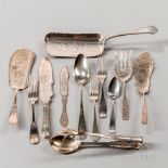 Group of American 19th Century Silver Flatware, various patterns and monograms, including fourteen