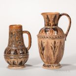 Two Doulton Lambeth Stoneware Jugs, England, last quarter 19th century, each with incised and