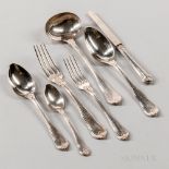 French .950 Silver Flatware Service, Paris, mid-19th century, Pierre Queille, maker, with engraved