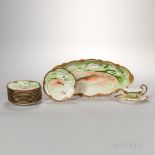 Fourteen-piece Limoges China Art Nouveau-style Hand-painted Fish Service, France, early 20th