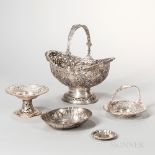Five Pieces of Continental Silver Tableware, late 19th/20th century, three German pieces each with