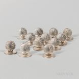 Twelve Tiffany & Co. Sterling Silver Place Card Holders, New York, mid to late 20th century, shell-