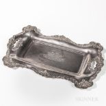 Alvin Sterling Silver Tray, Rhode Island, 20th century, monogrammed, with two inset handles, lg.