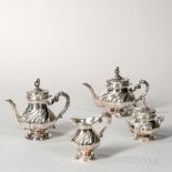 Four-piece Italian .800 Silver Tea and Coffee Service, mid-20th century, teapot, coffeepot,