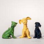 Three Watcombe Pottery Animals, England, c. 1900, each monochrome, a winker cat with glass eye and