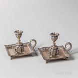 Pair of Tiffany & Co. Sterling Silver Chambersticks, New York, 1875-91, with dated inscription to