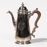 George II Sterling Silver Coffeepot, London, worn date mark c. 1750, Thomas Whipham, maker,
