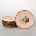 Set of Twelve Lenox China Fruit Plates, Trenton, New Jersey, early 20th century, gilt banded