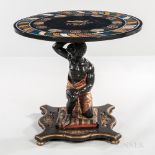 Venetian-style Blackamoor Center Table with Specimen and Micromosaic Top, the base late 19th/early