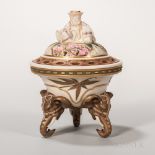 Royal Worcester Porcelain Ivory-ground Potpourri and Cover, England, c. 1880, polychrome enameled