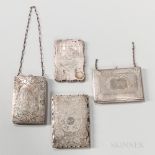 Four Silver Card Cases, 19th/20th century, each monogrammed, three American and one English, lg.