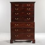 George III Mahogany and Mahogany-veneered Chest-on-chest, England, late 18th century, oak