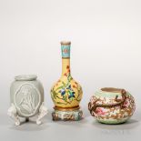 Three Royal Worcester Porcelain Items, England, last quarter 19th century, a bottle-shaped yellow