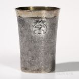 Baltic Parcel-gilt Silver Beaker, mid-17th century, unmarked, with a gilded band to the rim and an