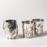 Three Pieces of Silver Tableware, late 19th/early 20th century, two French .950 silver beakers