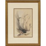 David Roberts (Scottish, 1796-1864) Triumphal Arch Crossing the Ravine Leading to Petra, c. 1849.
